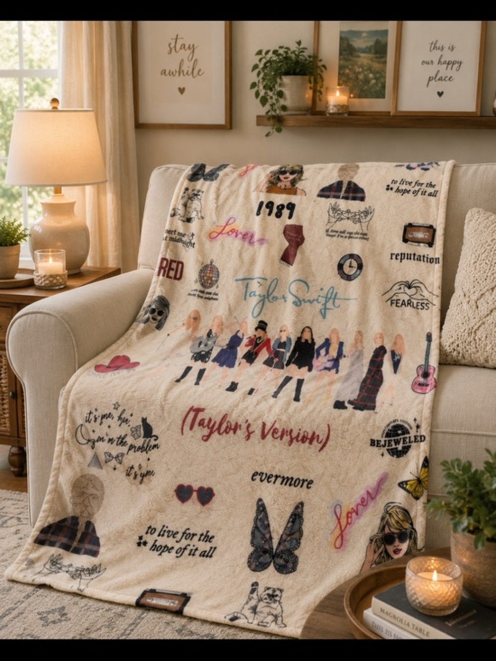 Taylor Swift Eras Tour Fuzzy Throw Blanket Taylor’s Version Swiftie Gift